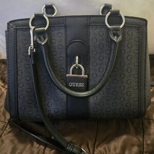 GUESS Monogram Black Satchel